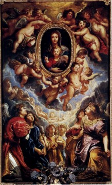 Virgen y el Niño adorados por ángeles Barroco Peter Paul Rubens Pinturas al óleo